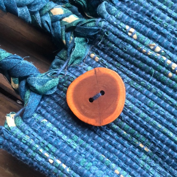 Blue woven backpack/purse - Picture 3 of 6